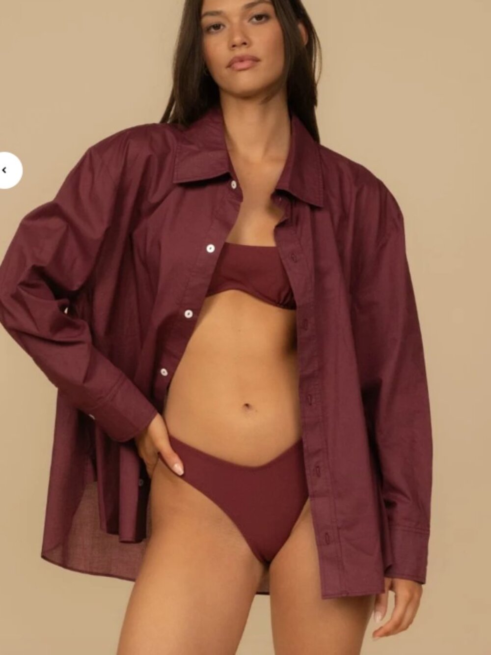 Montce NWT Maroon Boyfriend Button-Down Shirt Beach Swim Coverup Cotton Small